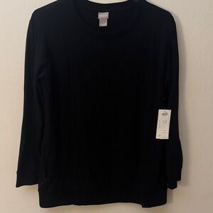 NWT Chico’s Zynergy: Women's Cotton Black Long-Sleeve Crewneck Top